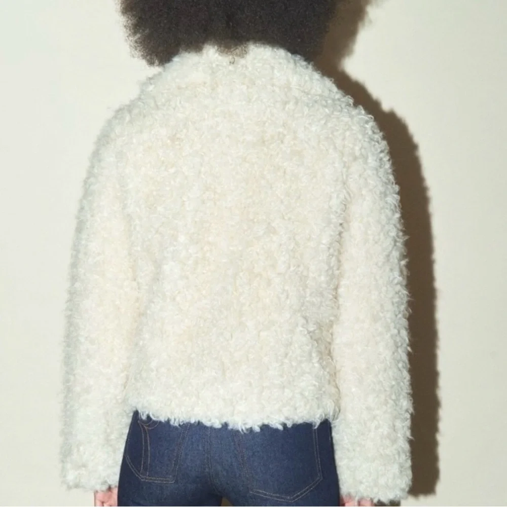 Rouje Serge Coat Faux Fur Size 36 - Picture 5 of 7